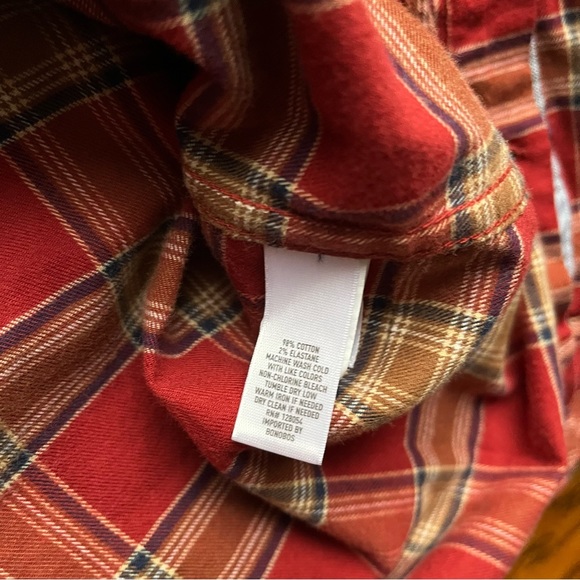 New Bonobos Long Sleeve Stretch Cotton Button Down Shirt Large Red Plaid - Picture 3 of 5